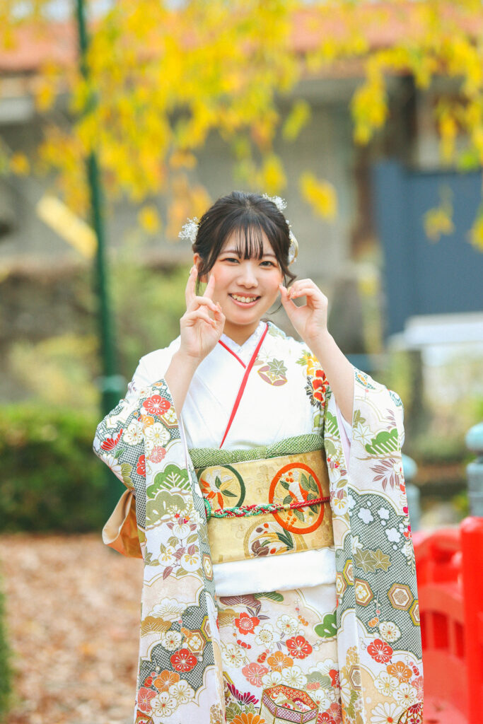 振袖コーデ　鶴岡　白振袖